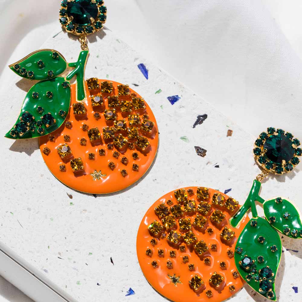 Orange Long Earrings