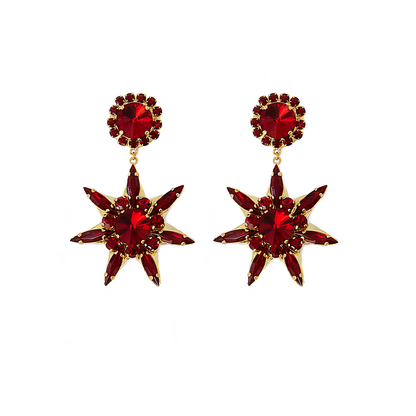 STAR Red Long Earrings