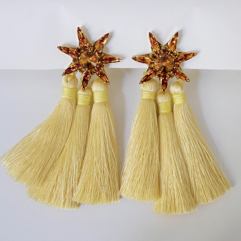 STAR Tassel Earrings Yellow