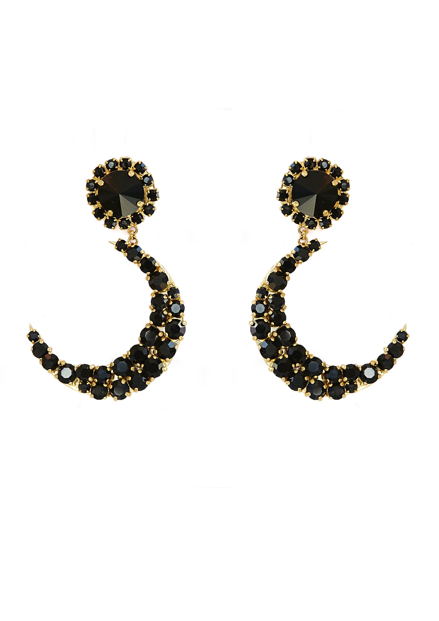 MOON Black Long Earrings