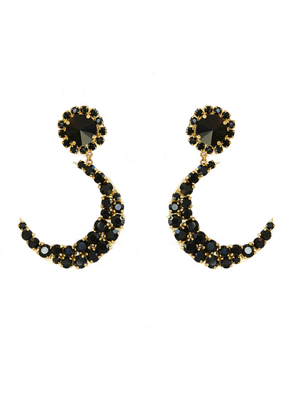 MOON Black Long Earrings