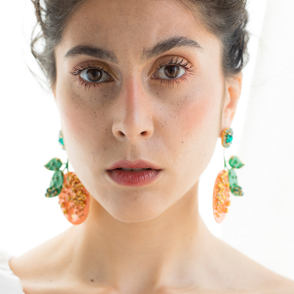 Orange Long Earrings