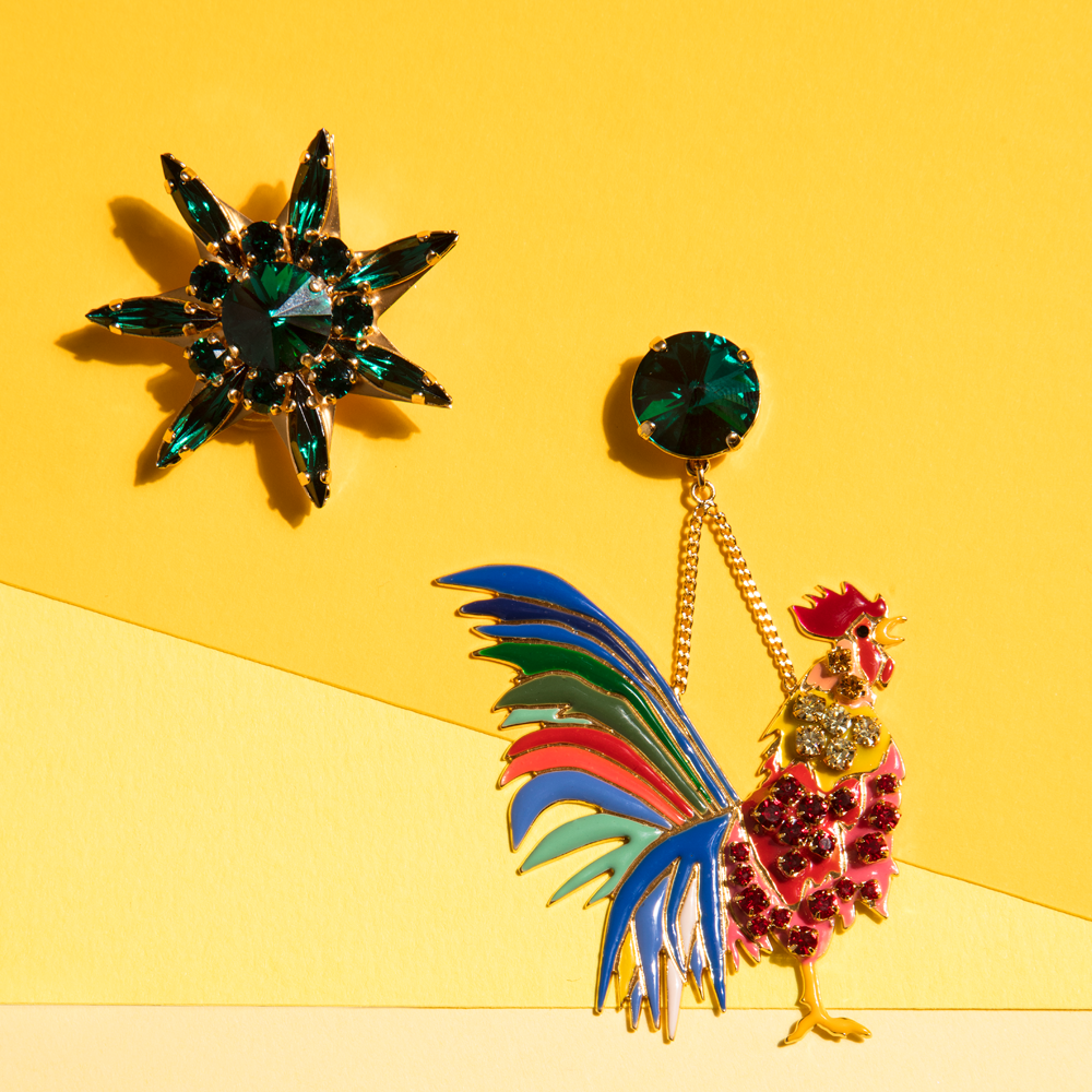 Rooster Long Earrings
