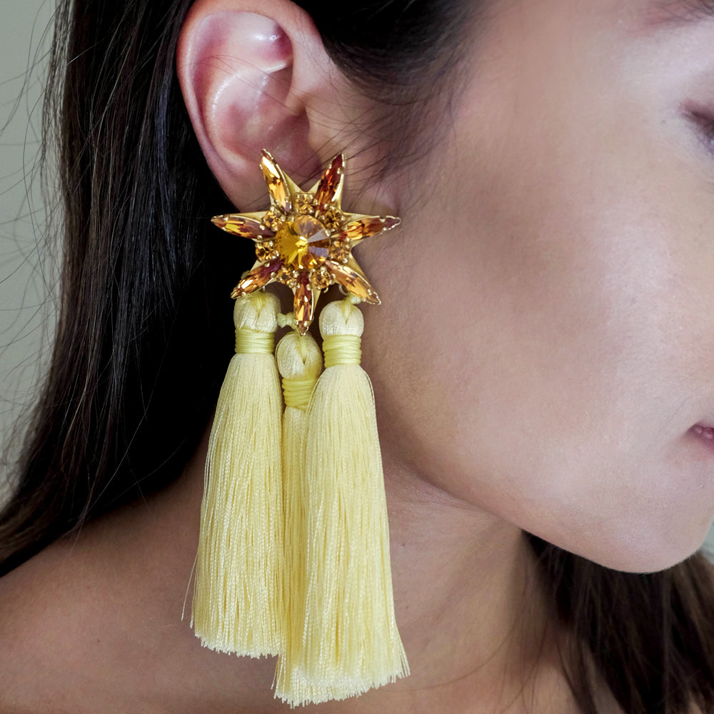 STAR Tassel Earrings Yellow